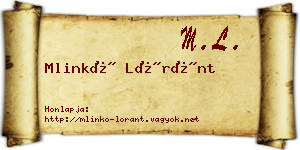Mlinkó Lóránt névjegykártya